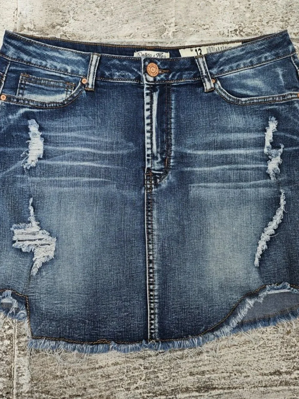 Indigo Rein Women Skirt Blue Denim Jeans Ripped Skirts Size 13 - Picture 1 of 10